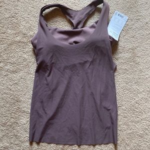 Athleta Ultimate 2-in-1 Support top. Size S Smoked Almond Brown. NWT